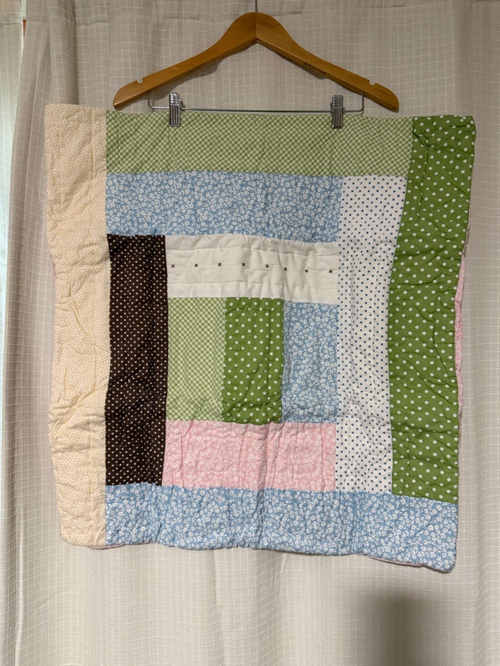 Pottery Barn Kids Quilted pillow Sham NEW square case Hayley bedding green pink